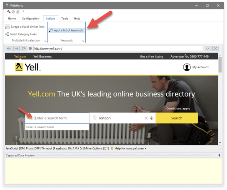 Getting Keywords from the URL with WebHarvy 1
