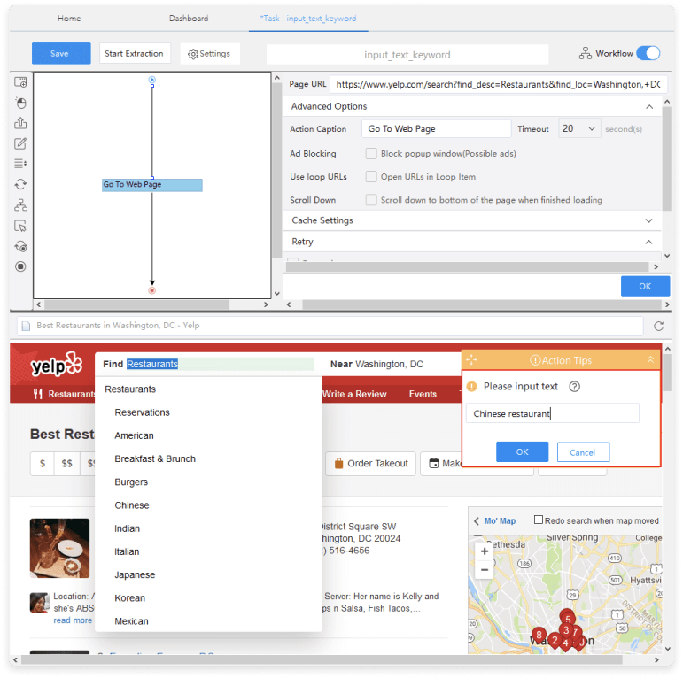 Getting Keywords list Data from Website with Octoparse Step 3