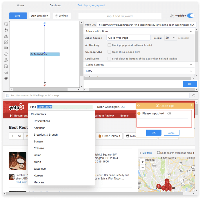 Getting Keywords list Data from Website with Octoparse Step 2