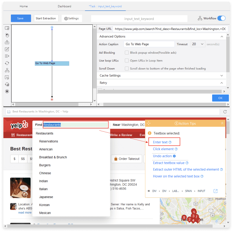 Getting Keywords list Data from Website with Octoparse Step 1