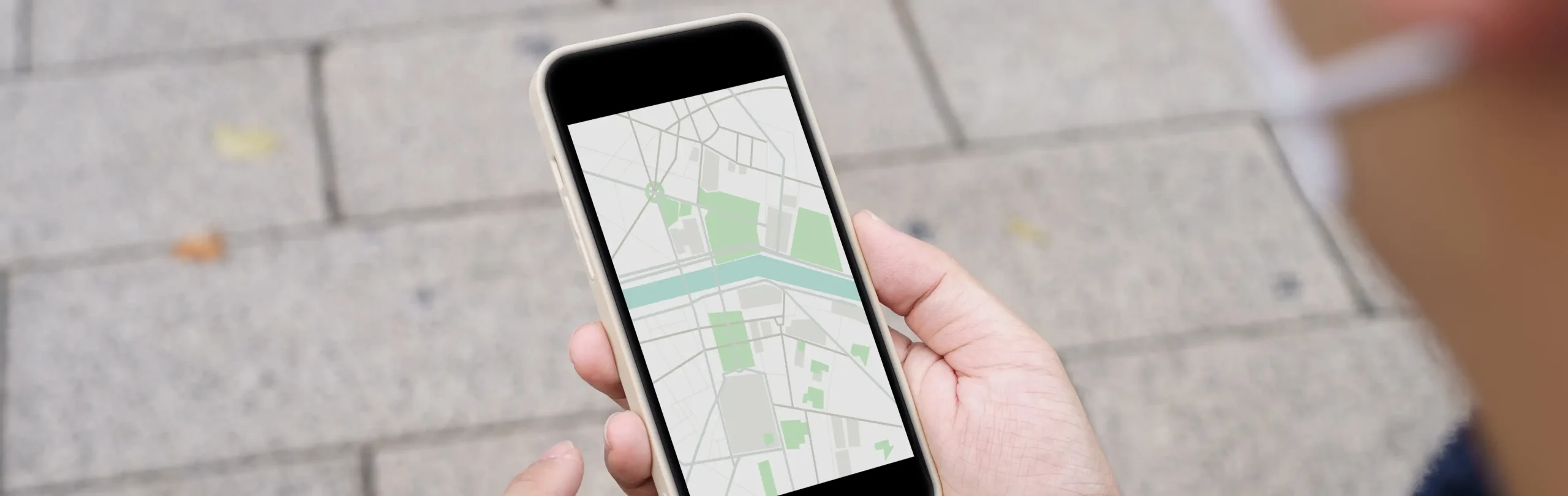 Woman using smartphone to scrape data from Google Maps for local business research and location analysis